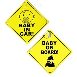 Baby on Board Sign, Pack of 2 Baby on Board Sign Car, Reusable Safety Car Warning Signs Baby on Board Durable Children on Board Car Sign
