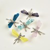 JIC Gem 2Pcs Natural Rose Quartz Crystal Dragonfly Figurines Pink