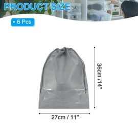 PATIKIL Drawstring Shoe Bag, 6 Pack 14 x 11 Inch Travel Shoe Bags Non-Woven Shoe Storage Bag Boots Shoes Organizer Pouch for Travel Home, Grey
