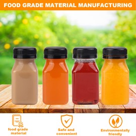 Happybase 24 Pcs Clear Juice Bottles with Lids 100ml Empty Plastic Bottles for Juice Milk Homemade Drinks (1 Pen, 24 Labels)