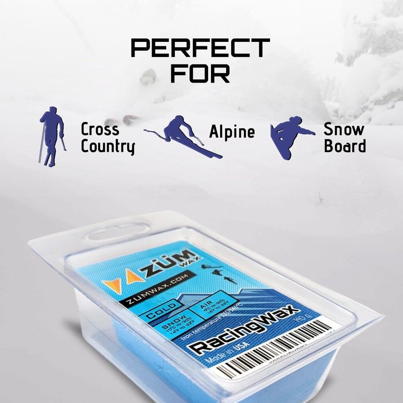 ZUMWax Ski/Snowboard RACING WAX - COLD Temperature - 100 gram