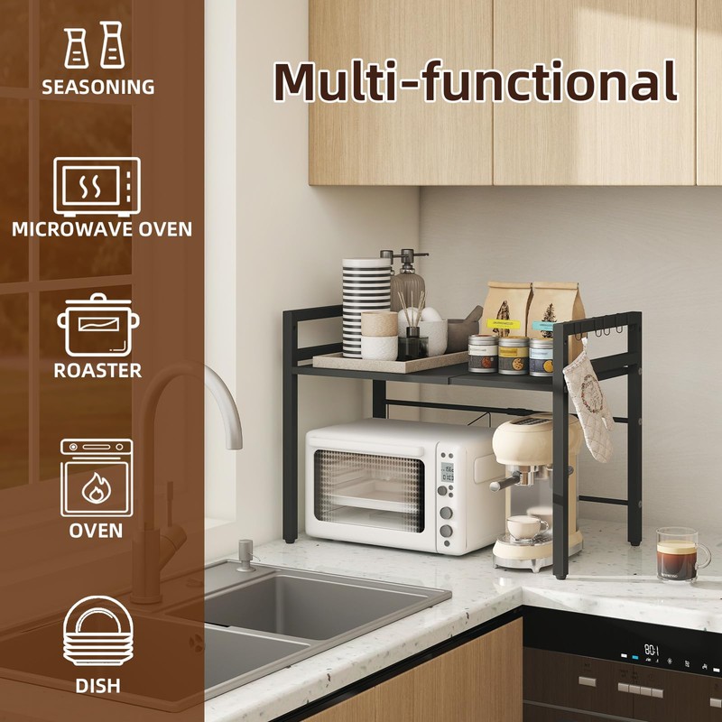 Somdot Microwave Oven Rack, Expandable Microwave Stand Countertop Kitchen Utensils