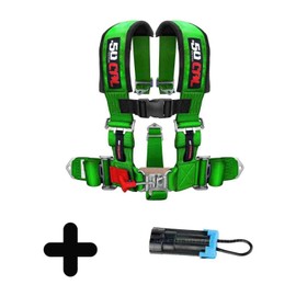 50 Caliber Racing 5 Point Harness Green 3" straps, bypass for Can-Am Maverick x3 max commander turbo R defender [6001A1 CB 5999C]