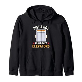 Cute Elevator Just a Boy Who Loves Elevators for Kids Boys Hooded Jacket, black