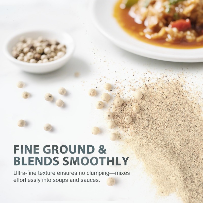 Soeos Ground White Pepper, 18oz (510g), Non-GMO, Kosher Certified, Fresh,