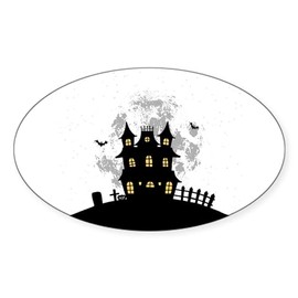 CafePress Haunted House Sticker Oval Car Bumper Sticker
