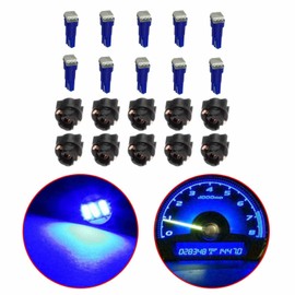 10-Pack T5 LED Bulb, Blue 74 73 2723 70 37 2721 Wedge Led Bulb Light,PC74 1 SMD Twist Sockets Replacement Dash Dashboard Lights Instrument Panel Cluster LED Lamps