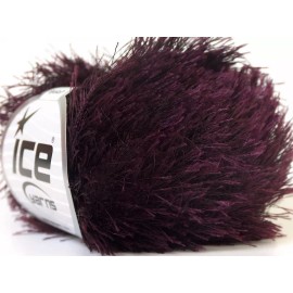Ice Dark Maroon Long Eyelash Yarn Ice Deep Maroon Fun Fur 50 gram 70 yards 22764