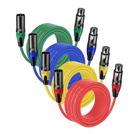Seefeful 4Pack-50FT XLR Male to XLR Female Cables, Professional Balanced Microphone Lead, Extension Mic Cable Cord (Blue, Red, Blue, Yellow)