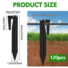 Gucass Pack of 120 Ground Pegs for Robotic Lawnmower Boundary Cable, Ground Anchor Cable Pegs Robotic Lawnmower Made of Sturdy PP, Ground Pegs Ground Hooks Ground Spikes Nails for Lawn Robot Boundary