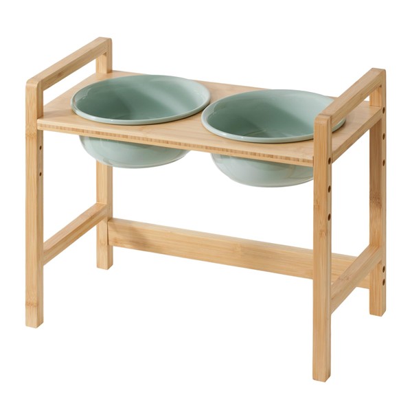 Havniva Ceramic Adjustable Raised Dog Bowls with Durable Non-Slip Bamboo