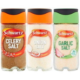 Salt Mixed Bundle Consisting of Schwartz Celery Salt 72g, Onion Salt 72g, Garlic Salt 73g (3 Pack)
