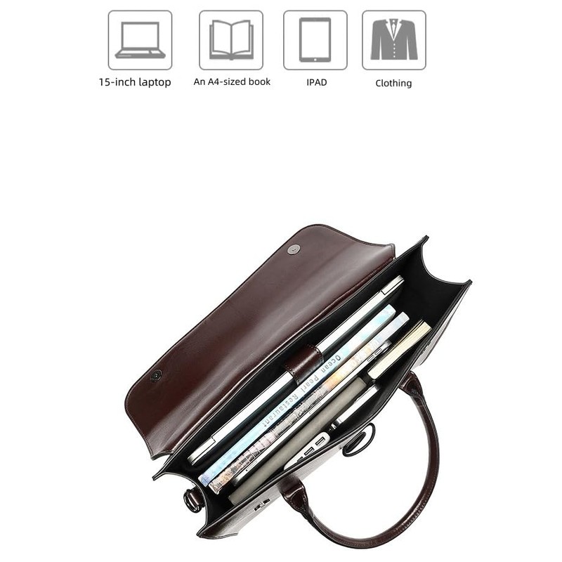 Genuine Leather laptop Briefcase: Messenger shoulder bag14 15inch men case