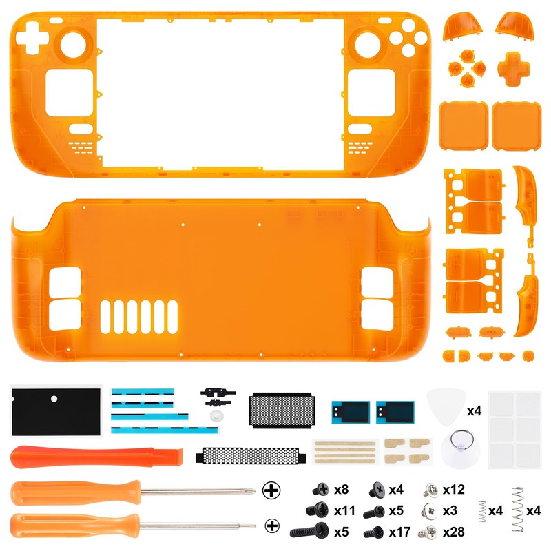 eXtremeRate Clear Orange Custom Faceplate Back Plate Shell for Steam