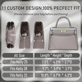 Satin Purse Organizer Insert for Hermes Kelly 25, Etoupe grey
