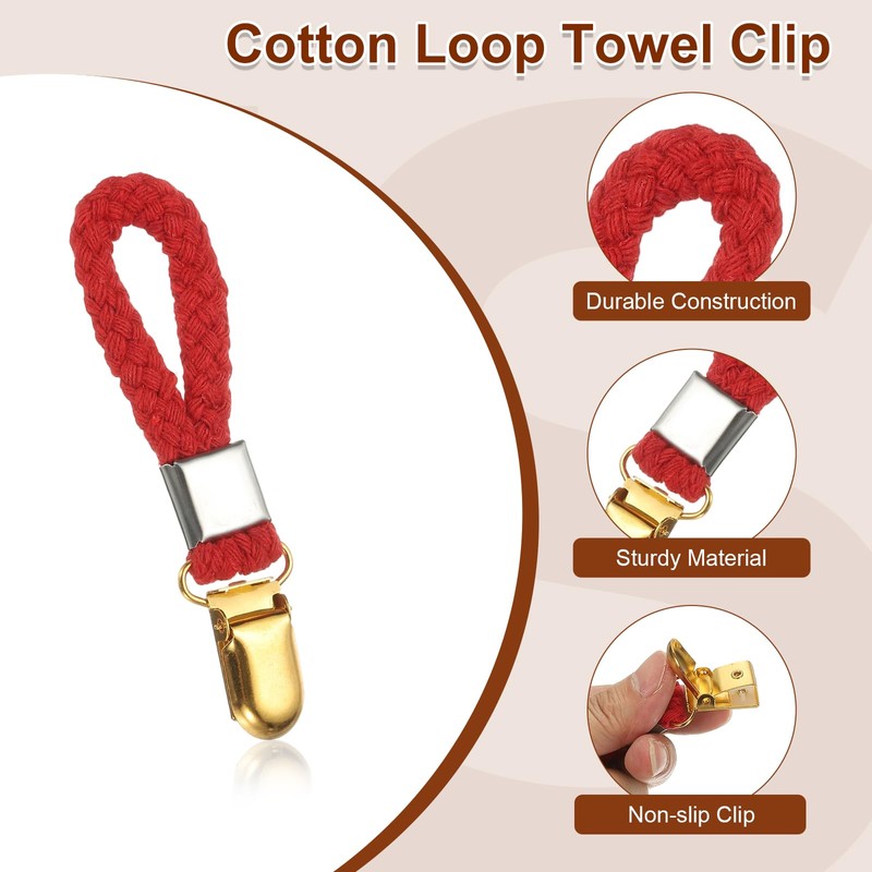 PATIKIL 5 Pcs Hanging Tea Towel Clips, 0.9" Width Braided