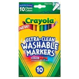 Crayola Ultra-Clean Fine Line Washable Markers, Color Max, 10 Count