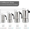 Milu Espresso Maker Suitable for Induction Hobs, 2/4/6 Cups, Stainless