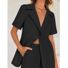 ZESICA Women's 2025 Casual 2 Piece Outfits Short Sleeve Blazer
