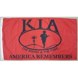 KIA Killed In Action The Brave & The Free America Remembers Indoor Outdoor Dyed Nylon Flag Grommets 3' X 5'