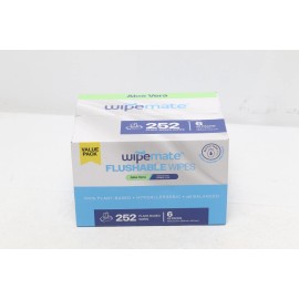 WIPEMATE 6 PACK, 252 ULTRA Flushable Butt Wipes, Soothing Vitamin E & Aloe Unscented