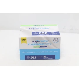 WIPEMATE 6 PACK, 252 ULTRA Flushable Butt Wipes, Soothing Vitamin E & Aloe Unscented