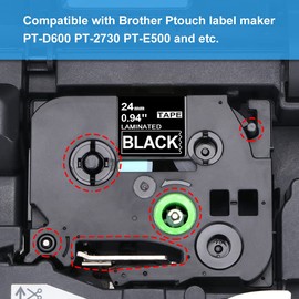 Label KINGDOM Compatible Label Tape Replacement for Ptouch TZe-355 TZe355 TZ355 TZ-355, 24mm x 8m, 0.94 Inch x 26.2 Feet, White on Black, Work with PTD600 PT2300 PT-2730 Label Maker, 3-Pack