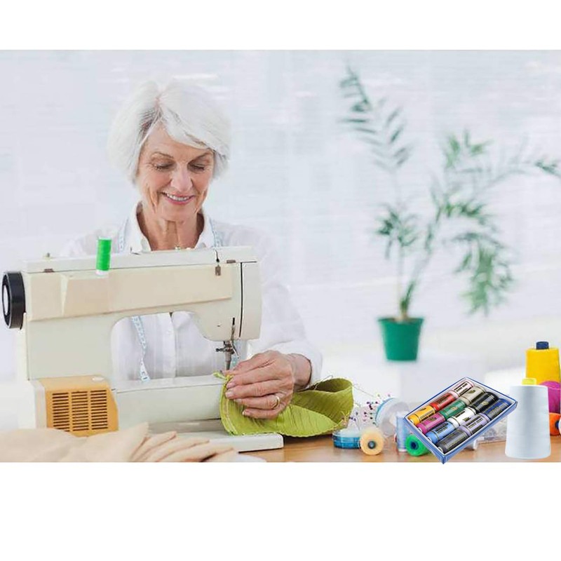 12 SPOOLS of 600 Yards Polyester Sewing Thread for Sewing