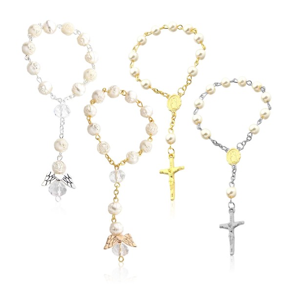 EPCDBBRT 2Pcs Angel Wings Bracelets and 2Pcs Cross Bracelets, Imitation