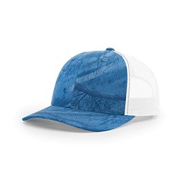 Running Partner Richardson 112 112P Trucker Mesh Snapback Hat Curved Bill with NoSweat Hat Liner (Adjustable Snapback RT Colorway, RT Fishing Light Blue/White)
