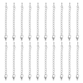 PATIKIL 3.4 Inch Necklace Extenders, 20 Pcs Lobster Clasp Bracelet Extender Lobster Necklace Extenders for DIY Jewelry Findings Necklace Making Crafting Anklets, Dark Silver