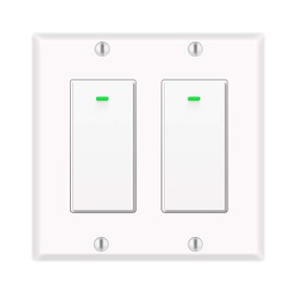 Interruptor de luz Alexa, doble interruptor de luz WiFi inteligente, interruptor inteligente de 2 bandas compatible con Alexa y Google Home, necesita cable neutro, con control remoto, horario de