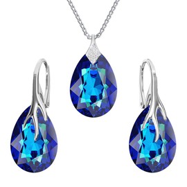 Panda-Jewellery Jewellery Set for Women Earrings Silver 925 Hanging - Women's Necklace with Pendant - Jewellery Set for Her with Crystals Pear - Earrings Hanging and Necklace Girls Gift Women,