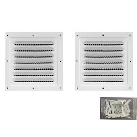 2pcs Attic Vent Soffit Vent Aluminum Wall Vent Metal Shed Vent Square Vent Louver Vent Grille with Built-in Insect Screen for Exterior Door House Attic Garage Ceiling (White 10" x 10"-2 Pack)
