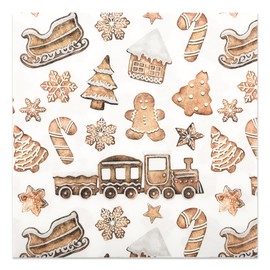 100 servilletas de papel de pan de jengibre de Navidad, galletas de Navidad, servilletas desechables de fiesta de 6.5 pulgadas, toalla de mano para almuerzo de hombre de jengibre para día festivo de