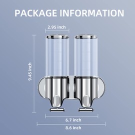 YIAOZ 2 in 1 Chamber Wall Mounted Bathroom Shower Pump Dispenser and Organizer-Holds Shampoo,Soap,Conditioner, Shower Gel,for Bathroom Kitchen Hotel,Non-drilled Wall Distributor(Colourless)