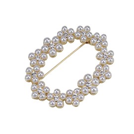 Pearl Wreath Brooch Circle Brooch Pin for Women Pearl Diamond Brooch Pin Suits Dresses Wedding Pin Corsage Elegant Circle Brooch Pin Party Wedding Gifts