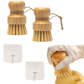 2Stück Pilzbürste,Umweltfreundliche Pilzbürste Champignonbürste,Pilzpinsel,Pilz Bürste,Spülbürste Holz,Bambus Bürste,Reinigung Von Für Küche Bad Sanften Reinigung Von Pilzen Oder Gemüse,MIT Zwei Haken