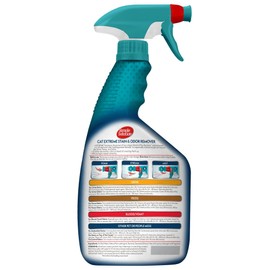 Simple Solution Extreme Cat Stain and Odor Eliminator Spray for Cats, Enzyme Cleaner With 3X Pro-Bacteria Cleaning Power, Strong Cat Urine Pee Smell Remover for Carpets & Floors, 32 oz (Pack of 2)