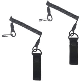 ZDNT Pack of 2 Spiral Key Rings Black Spiral Key Pendant Paracord Tactical Lanyard Elastic Safety Rope Tactical Lanyard Spiral Key Ring for Fishing, Hiking, Hunting, Mountaineering, black