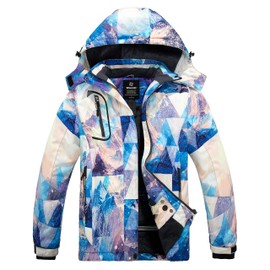 wantdo Women's Mountain Ski Jacket Waterproof Windproof Fleece Snow Winter Raincoat Mountain Flora S