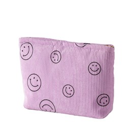 Cosmetic Bags for Women - Corduroy Cosmetic Bag Aesthetic Women Handbags Purses Smile Dots Makeup Organizer Storage Makeup Bag Girls Case Bags (Double Purple Green)