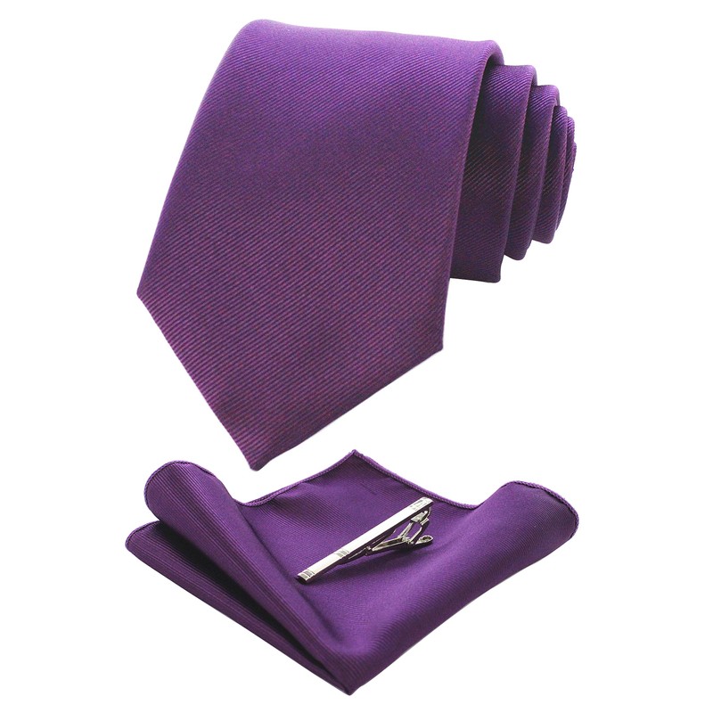 Jemygins Men’s Wedding Ties and Handkerchiefs - Plain Set with
