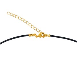 DragonWeave Gold Plated 1.8mm Fine Black Leather Cord Necklace with 2" Extender Chain, 14" - 16"