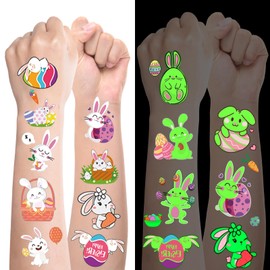 Small Items for Easter Children, 15 Sheets Luminous Easter Tattoo Children, Small Easter Gifts for Children, Children's Tattoos, Easter Bunny, Easter Eggs Sticker, Easter Decoration, Easter Party Bag