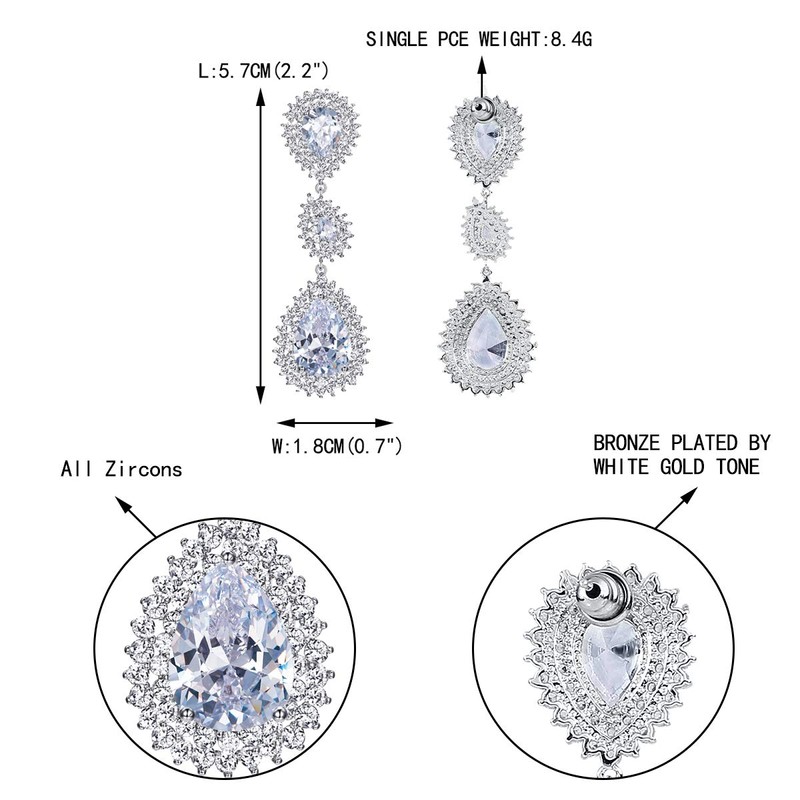 EVER FAITH Zircon December Birthstone Elegant Teardrop Pierced Earrings Clear