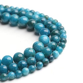 Filluck - Cuentas de piedra natural de apatita azul, 10 mm, pulidas, redondas, suaves, para hacer joyas, 38 cm (apatita azul, 10 mm)