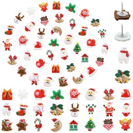 48 Pcs Christmas Themed Pushpins Christmas Decorative Thumb Tacks Christmas Resin Push pins Decoration for Corkboard Photo Wall Notice Board School Christmas Supplies