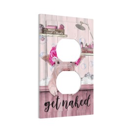 Pink Pig Bath 1 Gang Outlet Covers Duplex Receptacle Wall Plate Decorative Farm Animal Funny Cute Piggy Wearing Bathing cap Electrical Faceplate Switchplates For Country Bathroom Bedroom Decorate