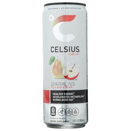 CELSIUS Sparkling Fuji Apple Pear, Functional Essential Energy Drink 12 Fl Oz (Pack of 24)